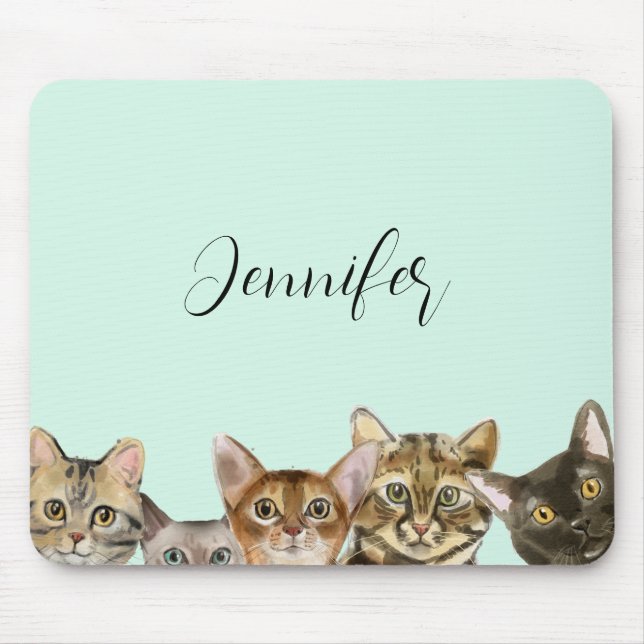 Niedliche Katzen Personalisiert Mousepad (Vorne)