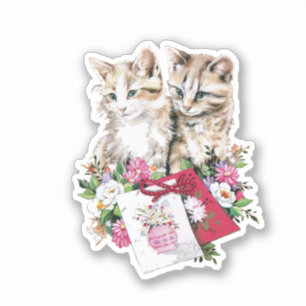 Niedliche Katzen schneiden Aufkleber