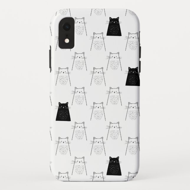 Niedliche Katzen - schwarz u. weißes Muster Case-Mate iPhone Hülle (Rückseite)