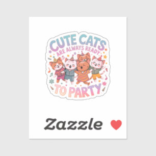 Niedliche Katzen sind immer bereit zum Party und z Aufkleber