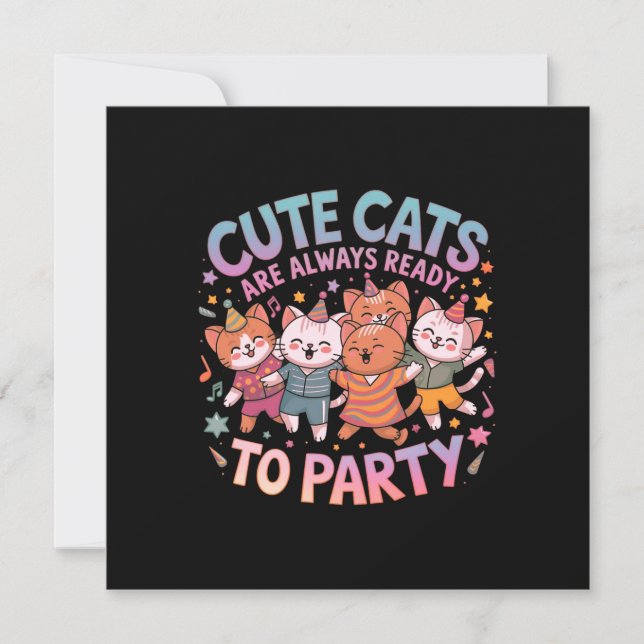 Niedliche Katzen sind immer bereit zum Party und z Einladung (Vorderseite)