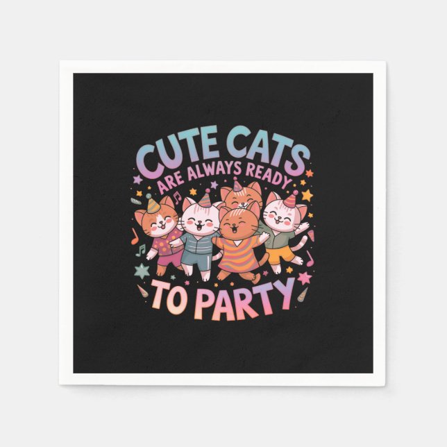 Niedliche Katzen sind immer bereit zum Party und z Serviette (Vorderseite)