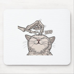 Niedliche Katzen Skeleton Hand Boop Halloween Haus Mousepad