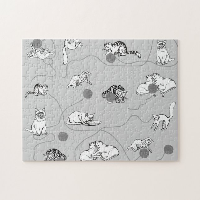 Niedliche Katzen spielen und ein schwaches Muster  (Horizontal)