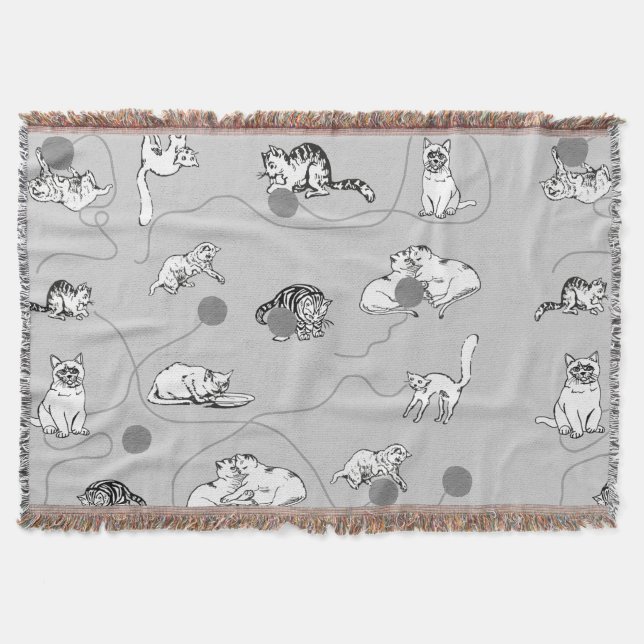 Niedliche Katzen spielen und ein schwaches Muster  Decke (Vorderseite)