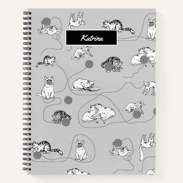 Niedliche Katzen spielen und ein schwaches Muster  Notizbuch (Vorderseite)