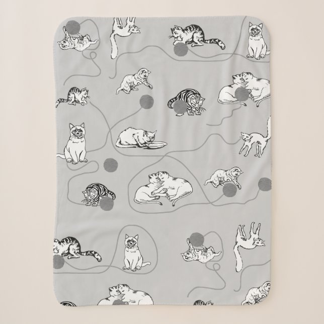Niedliche Katzen spielen und ein schwaches Muster  Sherpadecke (Vorderseite)
