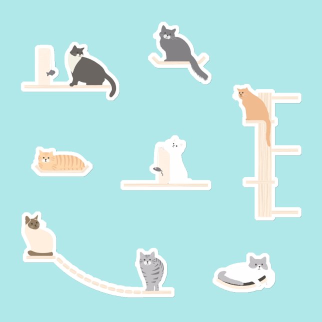 Niedliche Katzen spielen Wandverkleidungen Aufkleber (Von Creator hochgeladen)