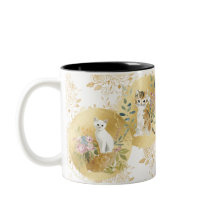 Niedliche Katzen Tasse Gold Weiß Wasserfarbe