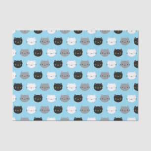 Niedliche Katzen u. Kawaii Kätzchen (blau) Seidenpapier