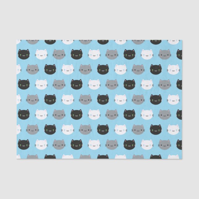 Niedliche Katzen u. Kawaii Kätzchen (blau) Seidenpapier (Vorderseite)