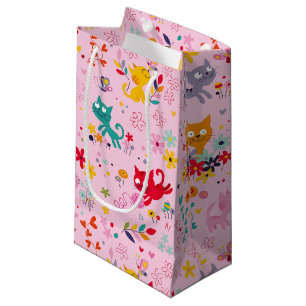 Niedliche Katzen und Blume Spaß Kleine Geschenktüte