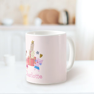 Niedliche Katzen und Geschenke Rosa Name Tasse