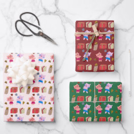 Niedliche Katzen und Geschenke Weihnachten Geschenkpapier Set