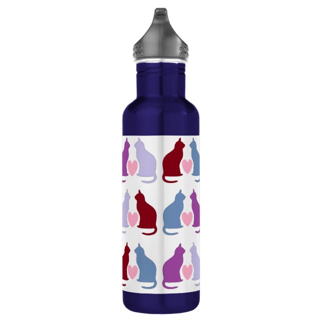 Niedliche Katzen- und Herzmuster Edelstahlflasche (Rechts)