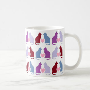 Niedliche Katzen- und Herzmuster Kaffeetasse