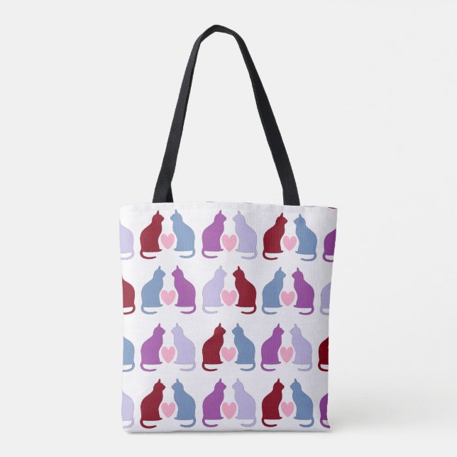 Niedliche Katzen- und Herzmuster Tasche (Rückseite)
