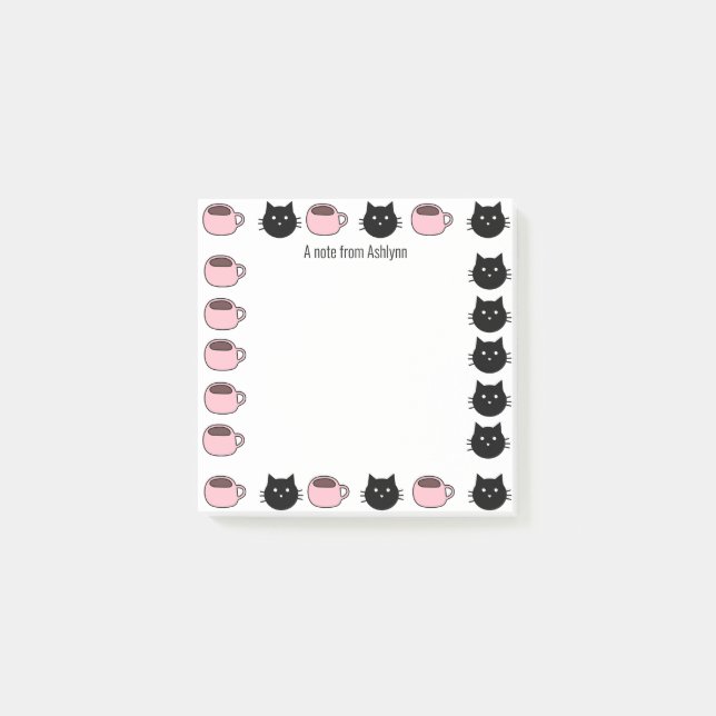 Niedliche Katzen und Kaffee Post-it Klebezettel (Vorderseite)