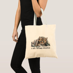 Niedliche Katzen und komische Leute zitieren Tragetasche