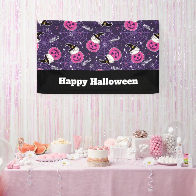 Niedliche Katzen und Kürbis Halloween-Muster Banner (Party)