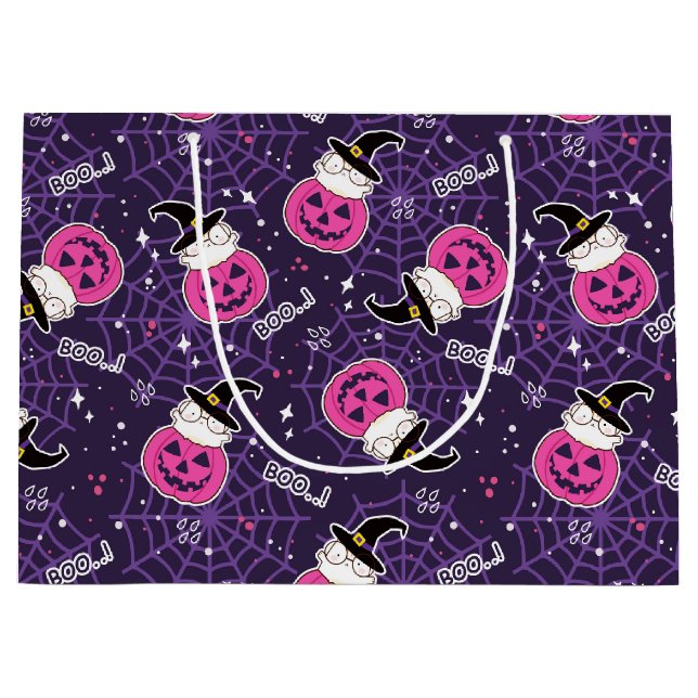 Niedliche Katzen und Kürbis Halloween-Muster Große Geschenktüte (Vorderseite)