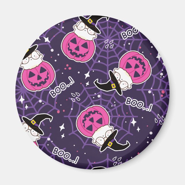 Niedliche Katzen und Kürbis Halloween-Muster Magnet (Vorne)