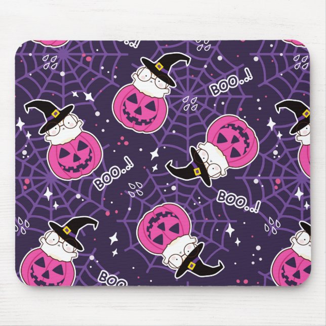 Niedliche Katzen und Kürbis Halloween-Muster Mousepad (Vorne)