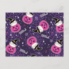 Niedliche Katzen und Kürbis Halloween-Muster Postkarte