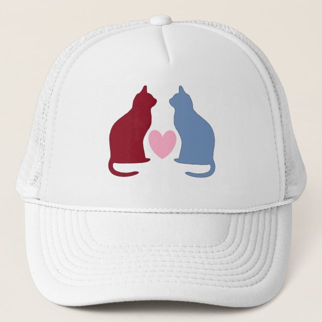 Niedliche Katzen und Liebe des Herzens Truckerkappe (Vorderseite)