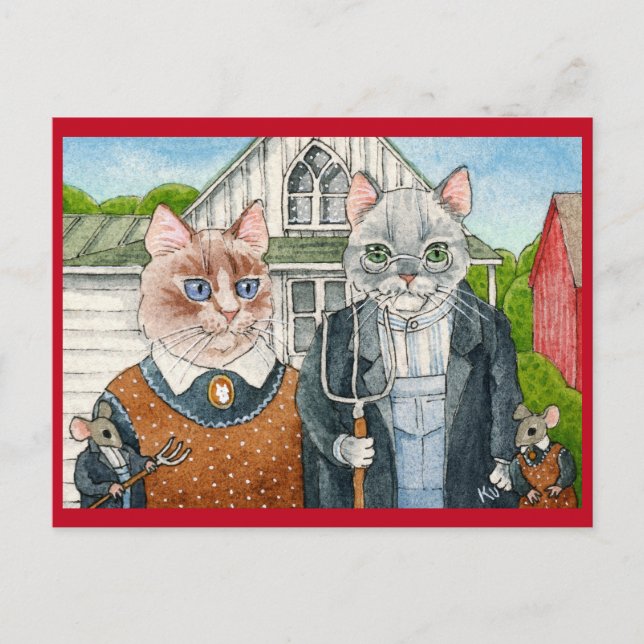 Niedliche Katzen und Mäuse, amerikanische, gotisch Postkarte (Vorderseite)