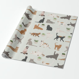 Niedliche Katzen und Pflanze Geschenkpapier