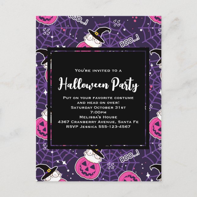 Niedliche Katzen und Pumpkins Halloween Muster ein Postkarte (Vorderseite)