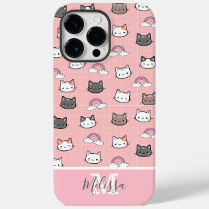 Niedliche Katzen und Regenbogenmonogramm Case-Mate iPhone 14 Pro Max Hülle