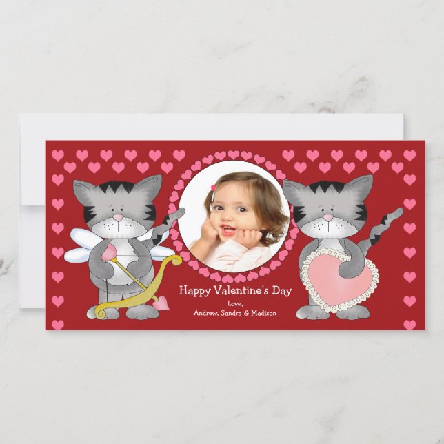 Niedliche Katzen Valentinstag Feiertagskarte (Vorderseite)
