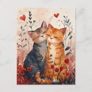 Niedliche Katzen Valentinstag Postkarte