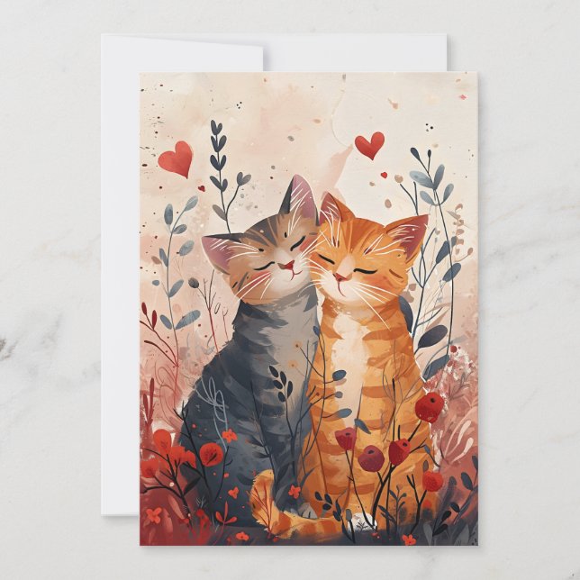 Niedliche Katzen Valentinstag Postkarte (Vorderseite)