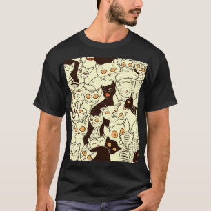 Niedliche Katzen Vintages Hintergrundbild T-Shirt