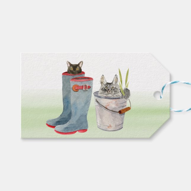 Niedliche Katzen von meinem Gartentafel Geschenkanhänger (Vorderseite (Horizontal))