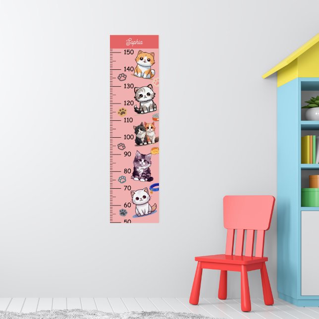 Niedliche Katzen-Wachstumstabelle Poster (Kinderzimmer 1)