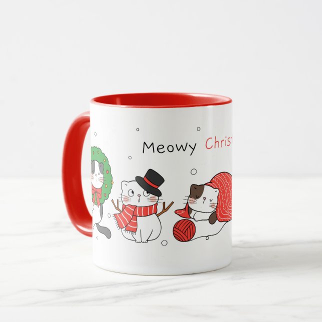 Niedliche Katzen Weihnachten Tasse (Vorderseite Links)