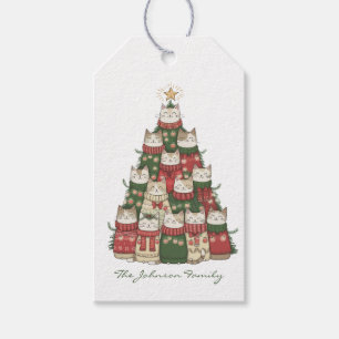Niedliche Katzen Weihnachtsbaum Geschenktasten Geschenkanhänger