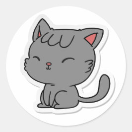 Niedliche Katzen - weißer, klassischer Rundaufkleb Runder Aufkleber