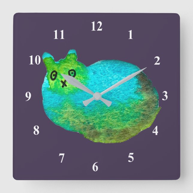 Niedliche Katzenart Quadratische Wanduhr (Vorderseite)