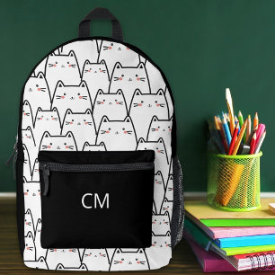 Niedliche Katzenaufkleber für Monogramm Bedruckter Rucksack
