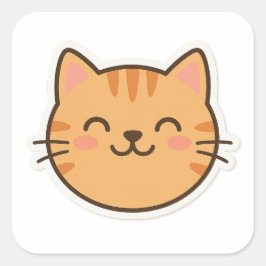 Niedliche Katzenaufkleber - Kawaii Cartoon Sty Quadratischer Aufkleber