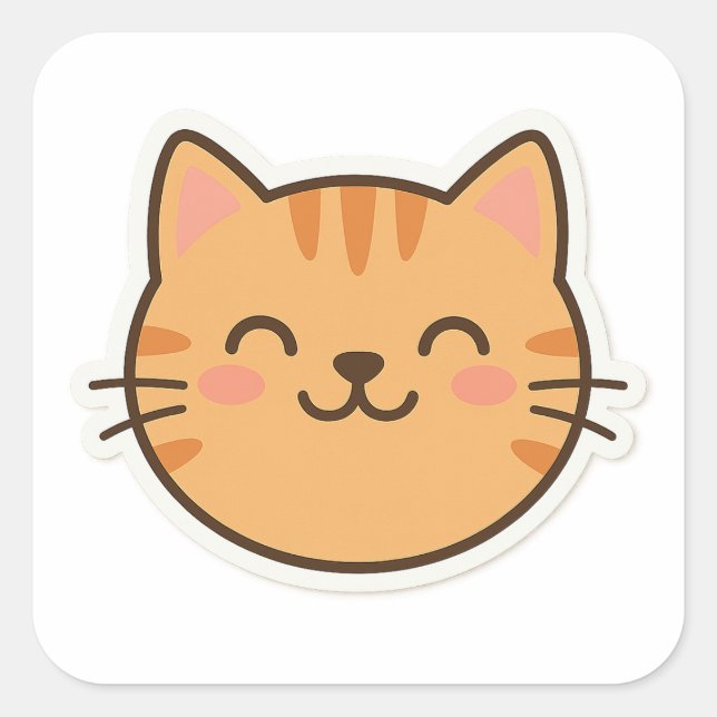 Niedliche Katzenaufkleber - Kawaii Cartoon Sty Quadratischer Aufkleber (Vorderseite)