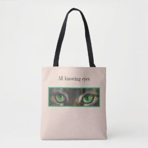 Niedliche Katzenaugen auf Beige Tasche