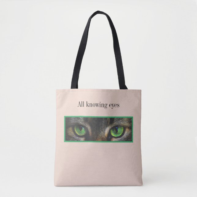 Niedliche Katzenaugen auf Beige Tasche (Vorderseite)