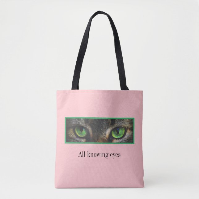 Niedliche Katzenaugen auf Korallenrosa Tasche (Vorderseite)