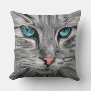 Niedliche Katzenaugen mit Aquarellmalerei Art Kissen